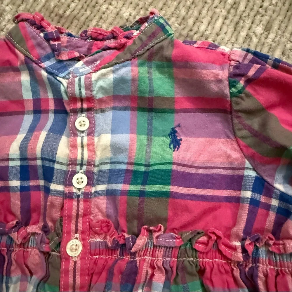 Ralph Lauren‎ Baby Madras Plaid Long Sleeve Dress – Size 12M Timeless Old Money